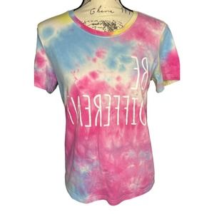 Woman’s Tie Dye Graphic Print Short Sleeve Blouse Size S
